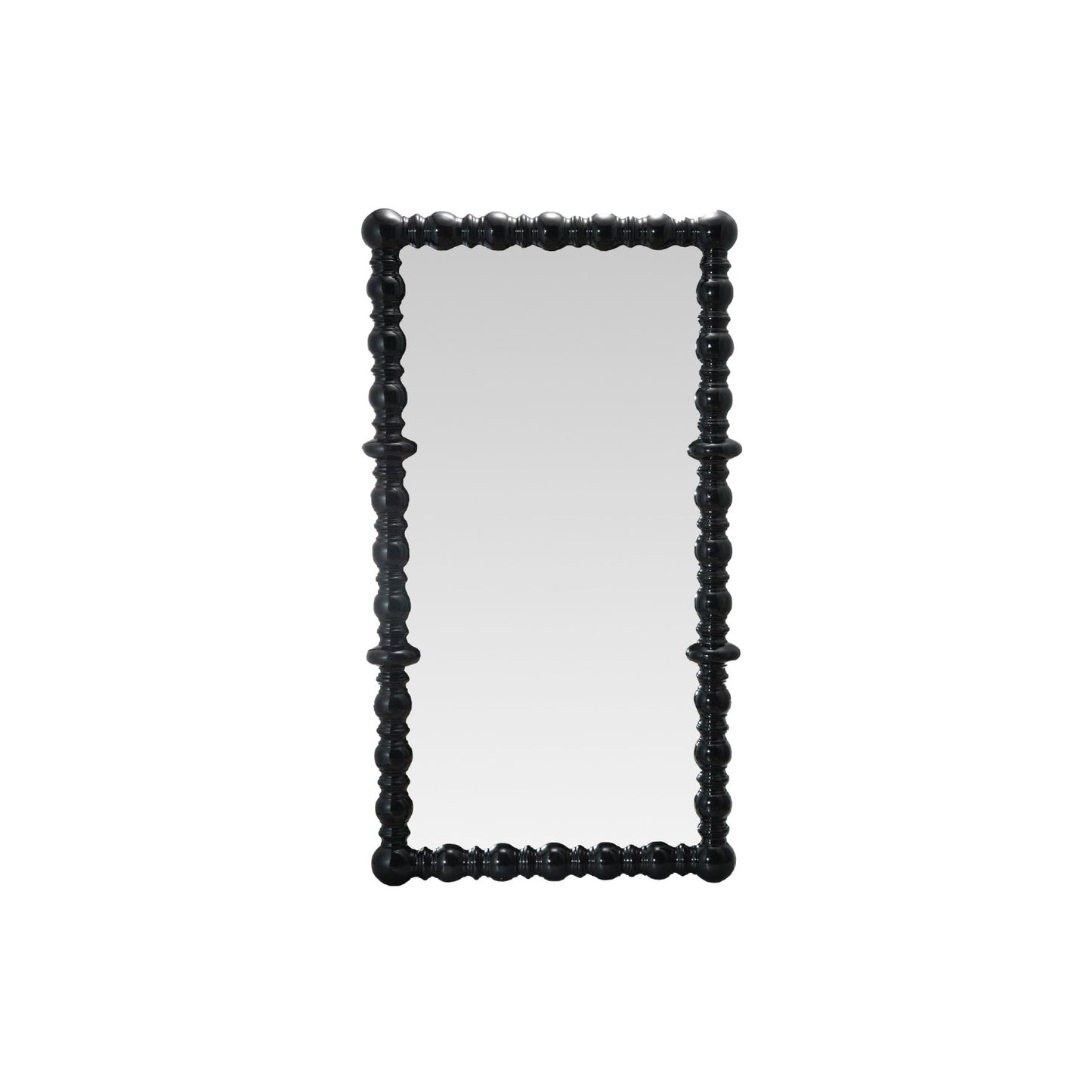 Spindle Wood Framed Wall Mirror, Black (Hangs Vertically & Horizontally)