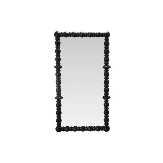Spindle Wood Framed Wall Mirror, Black (Hangs Vertically & Horizontally)