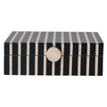 Handmade Mango Wood & Resin Striped Box w/ Knob, Black, Tan Color & Natural