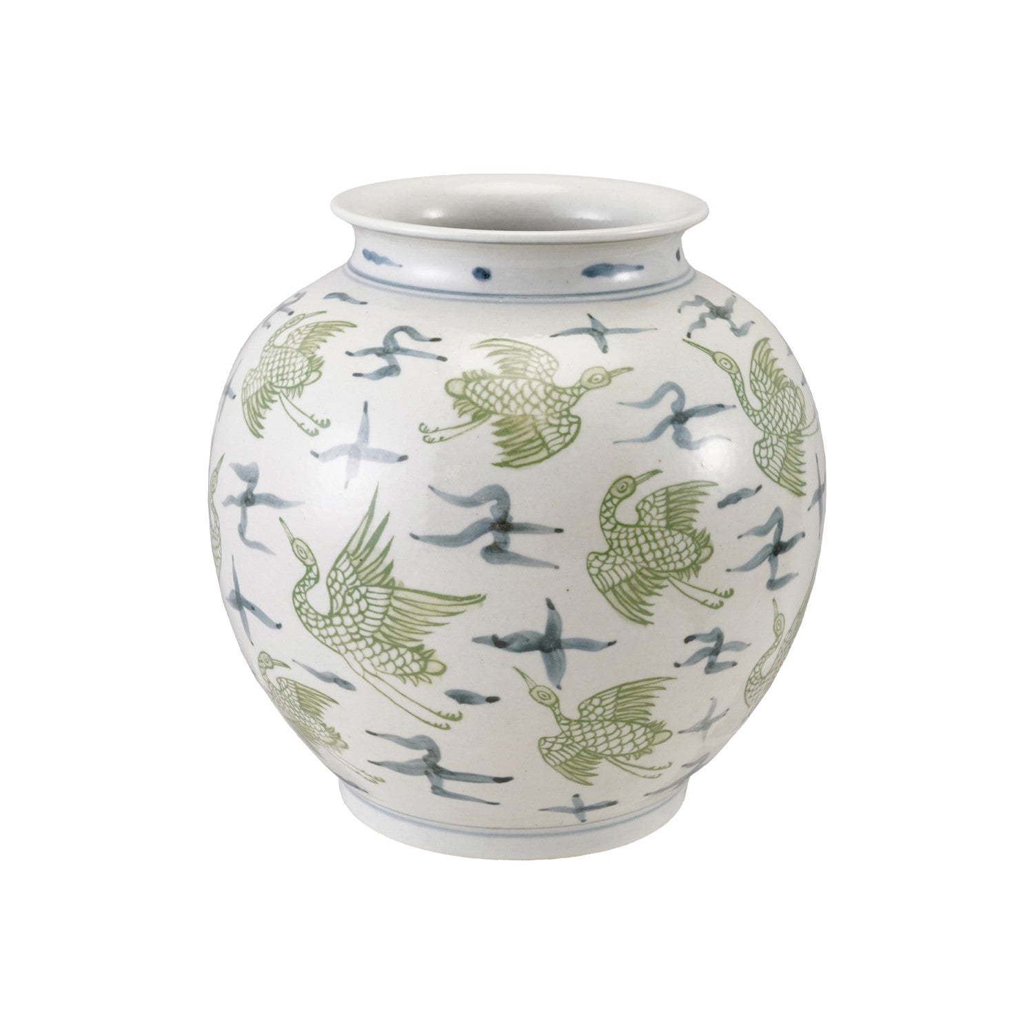 Hand-Painted Ceramic Vase with Crane Pattern (Each One Will Vary)