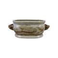 Hand-Painted Stoneware Vintage Reproduction Planter with Landscape