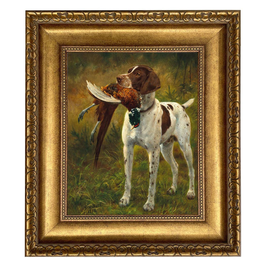 English Pointer with Pheasant Painting Print on Canvas