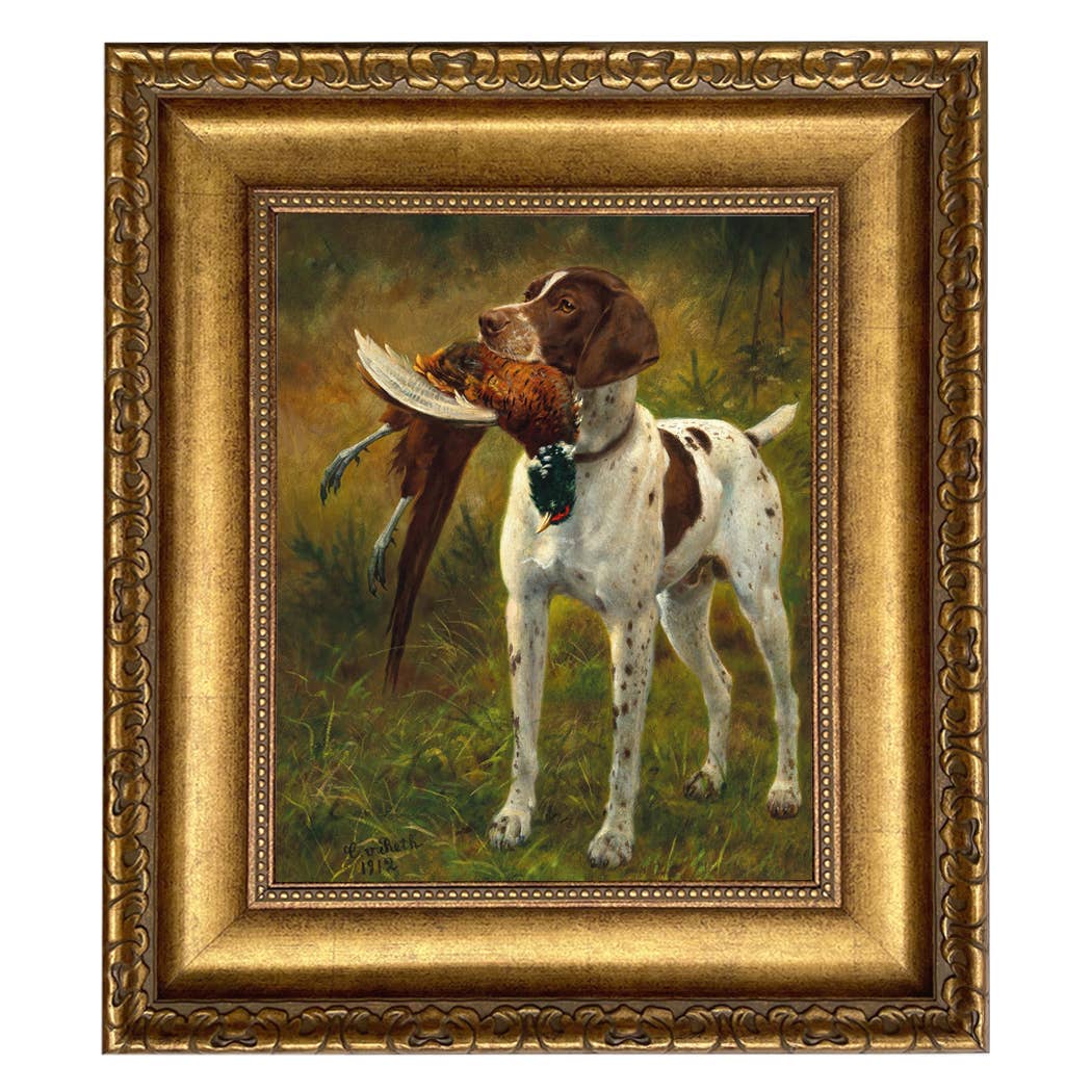English Pointer with Pheasant Painting Print on Canvas