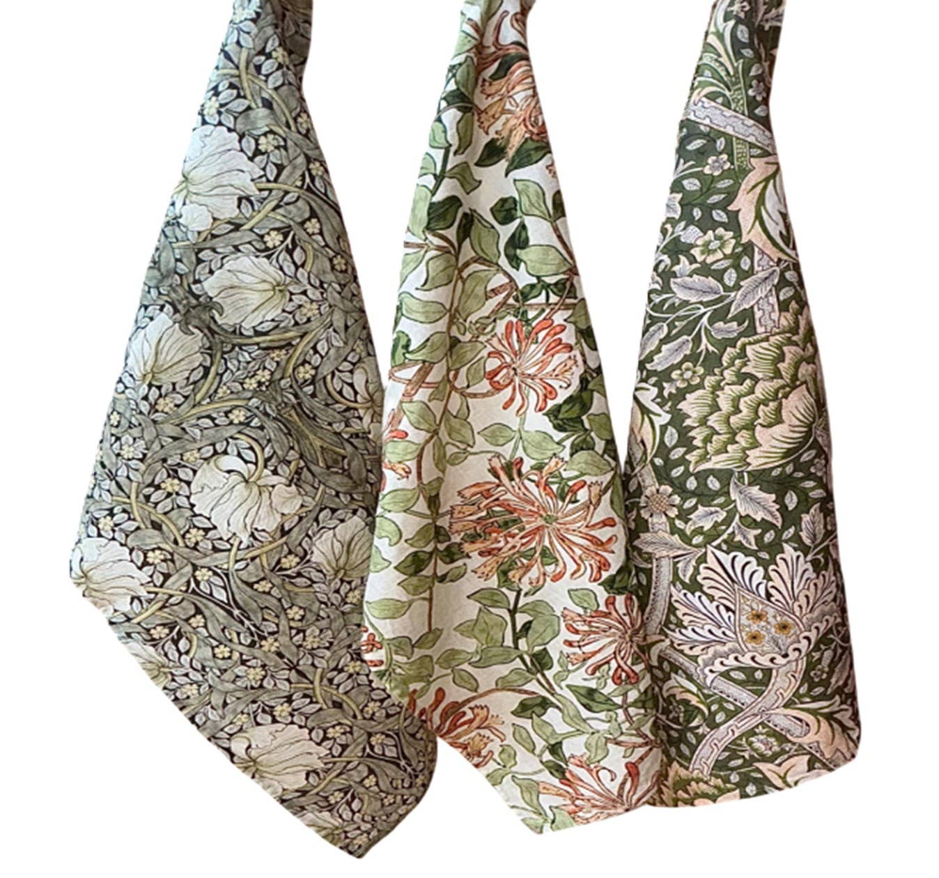 6LLT-WM StonewashedLinenTeaTowels - WmMorris StrawberryThief