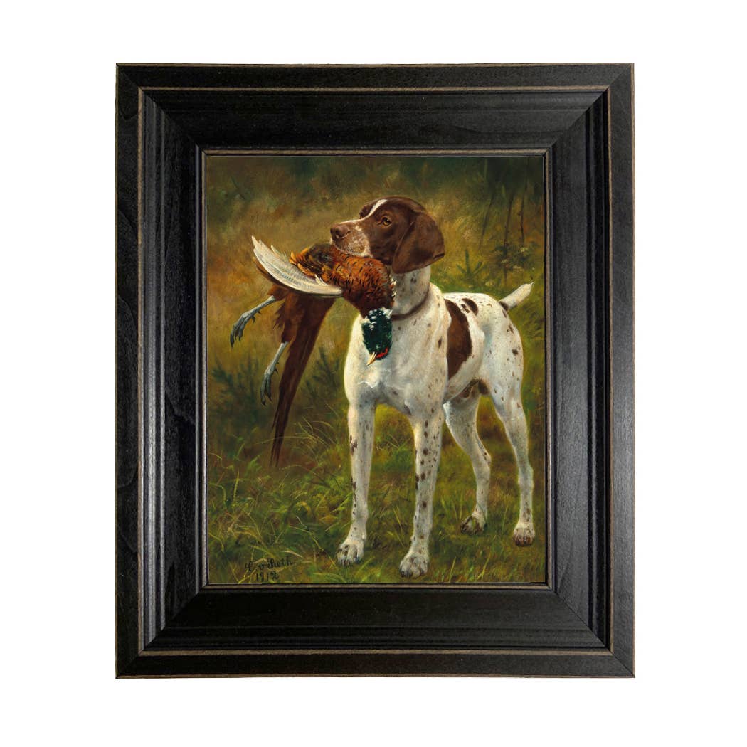 English Pointer with Pheasant Painting Print on Canvas