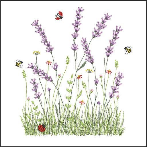 Embroidered Tea Towel - Lavender Field