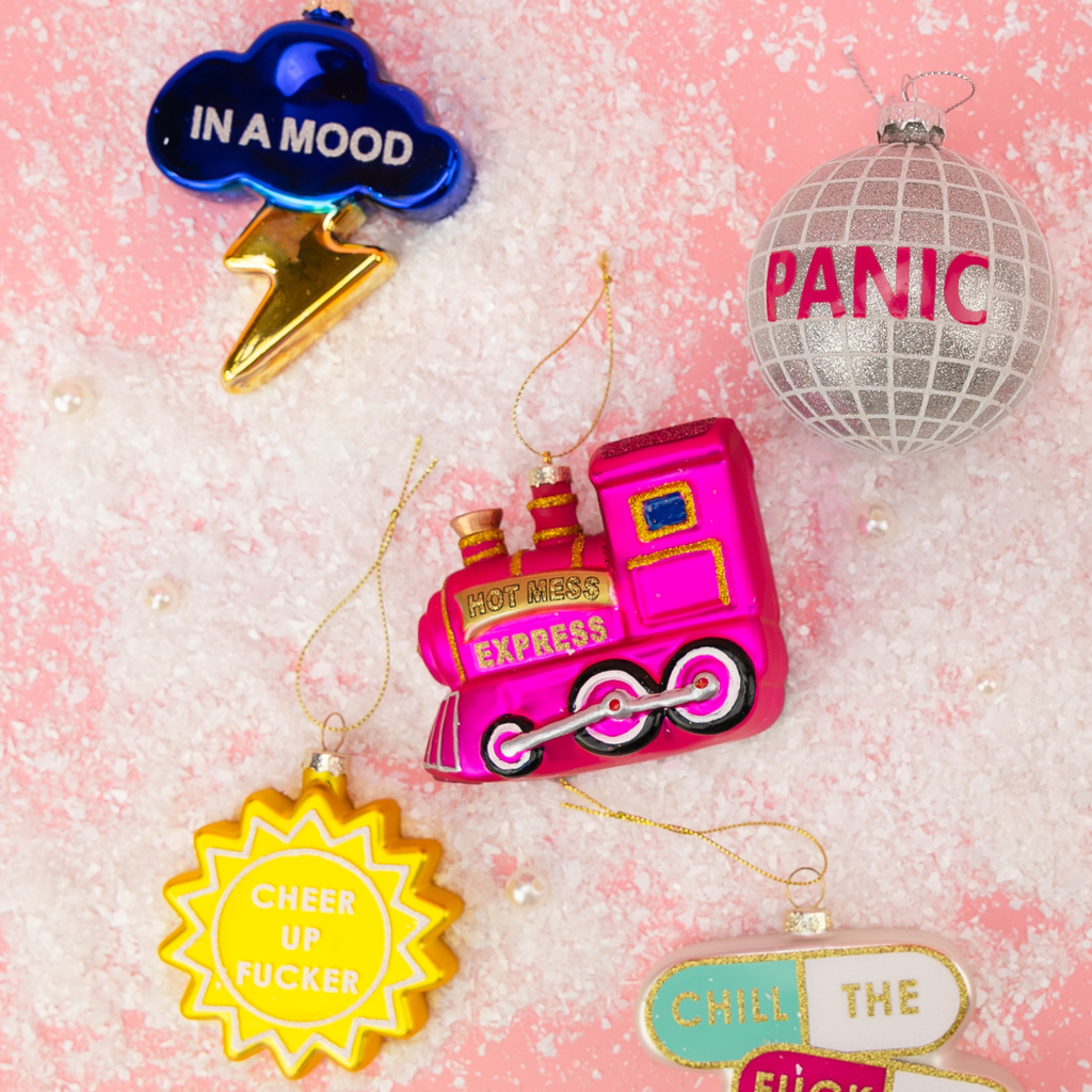 Hot Mess Express - Train Glass Ornament, Funny Holiday Gift