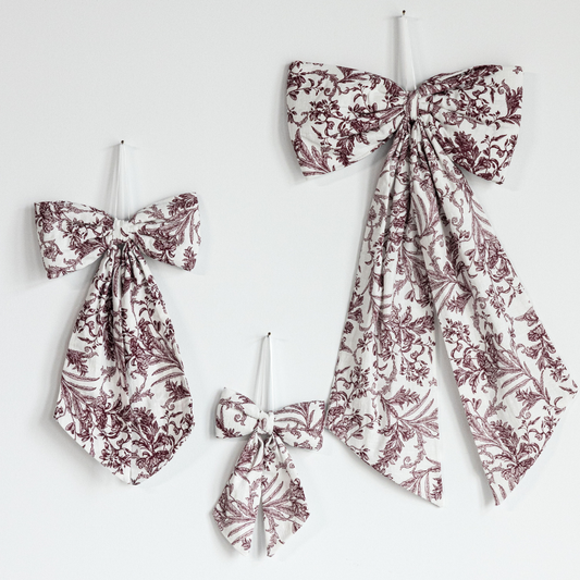 Bows Star Toile Burgundy Fabric
