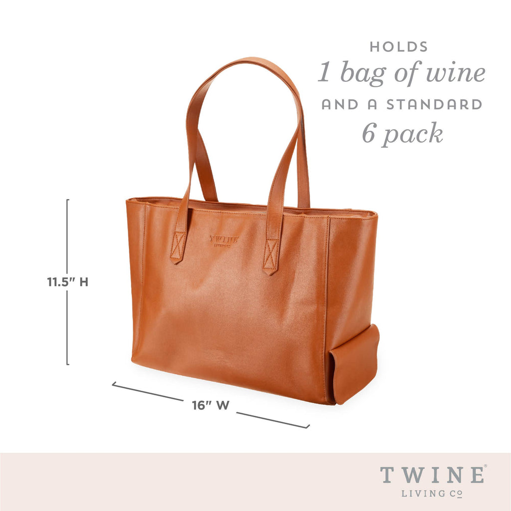 Faux Leather Insulated Wine Tote