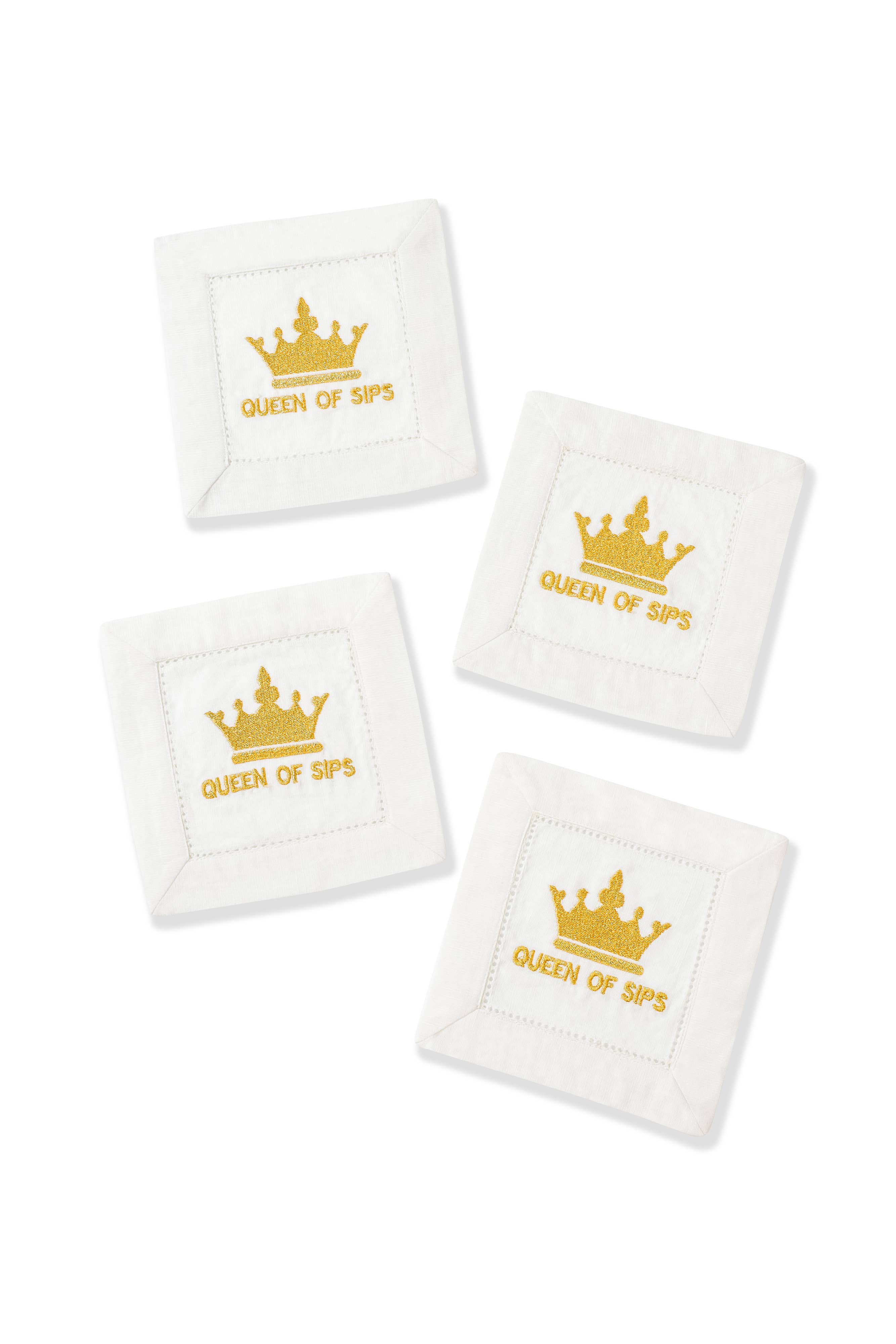 Queen of Sips Linen Cocktail Napkins – Set of 4