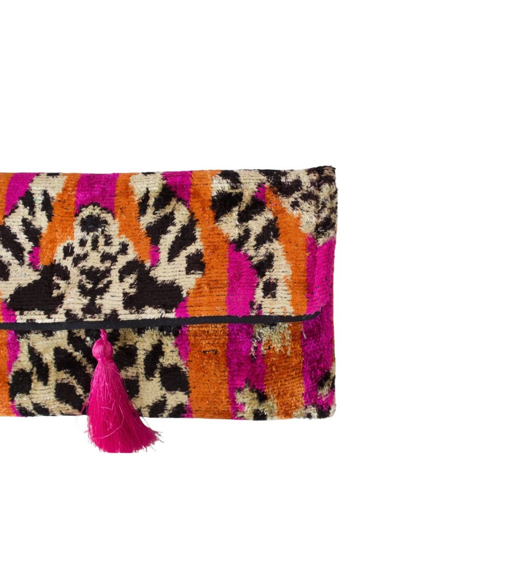 Silk Velvet Ikat Clutch