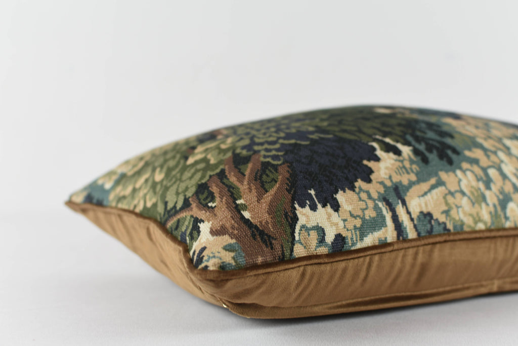 Yudi Pillow - Tapestry Pillow with velvet backing and piping