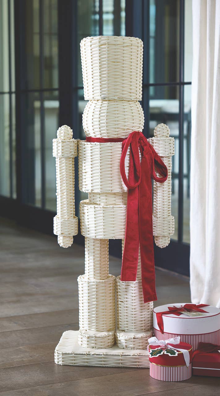 White All-Weather Rattan Nutcracker - Red