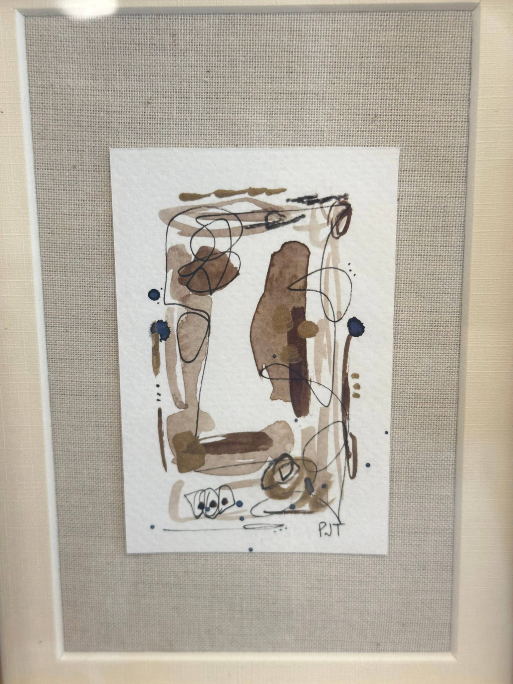 Original Abstract Watercolor, Bamboo Frame 5x7