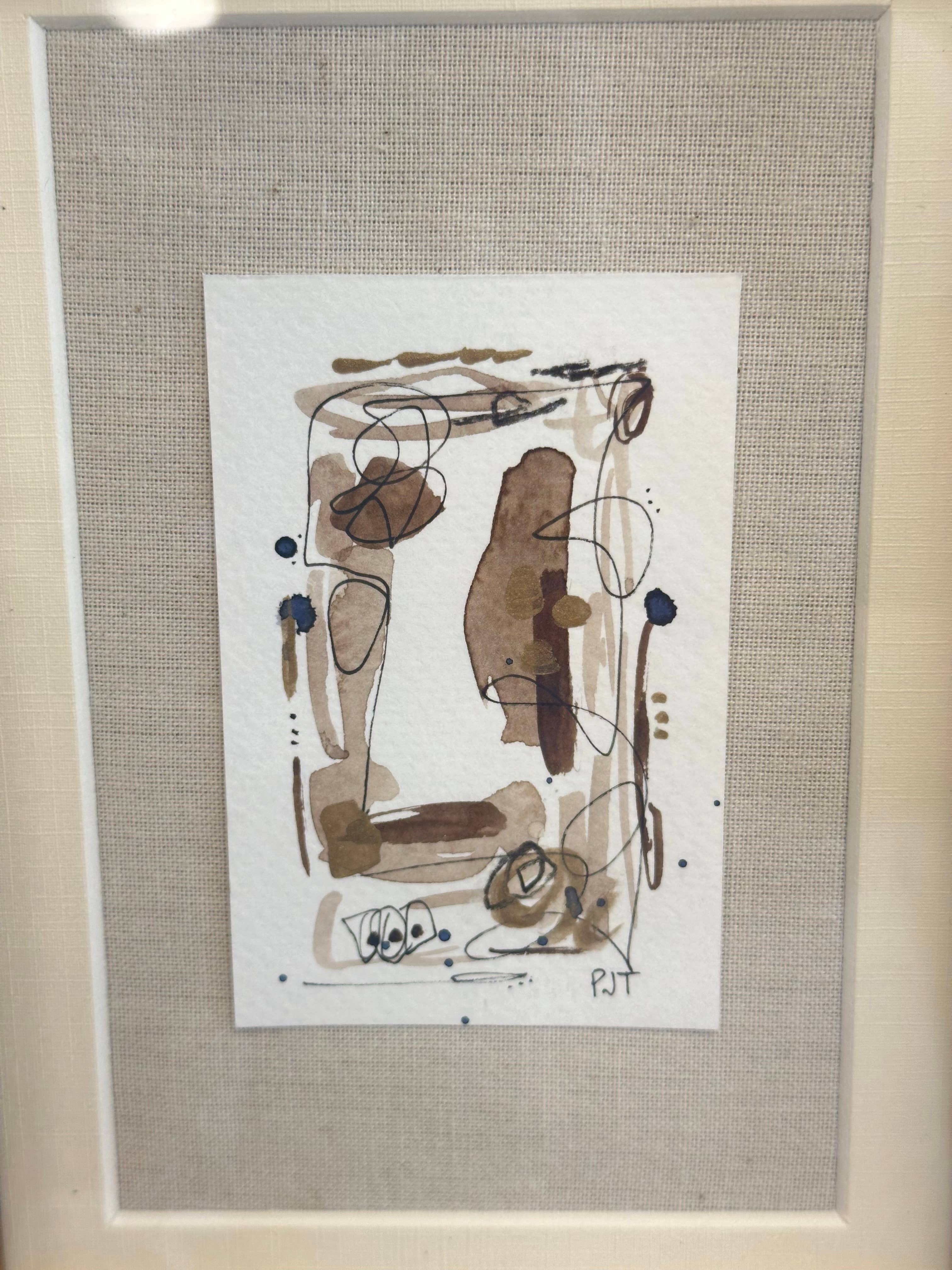 Original Abstract Watercolor, Bamboo Frame 5x7