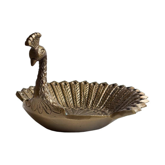 6-3/4" Brass Vintage Peacock Change | Jewelry | Trinket Tray