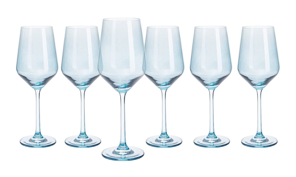 Tall Stemmed Colored Wine Glasses | Set of 6 | Cobalt Blue