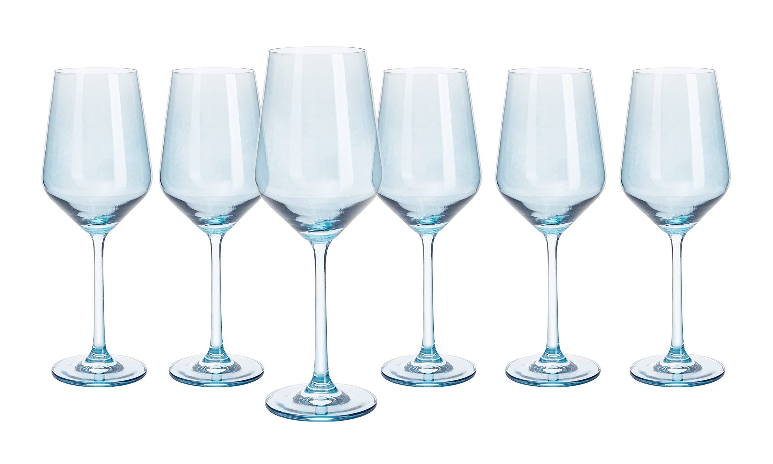 Tall Stemmed Colored Wine Glasses | Set of 6 | Cobalt Blue