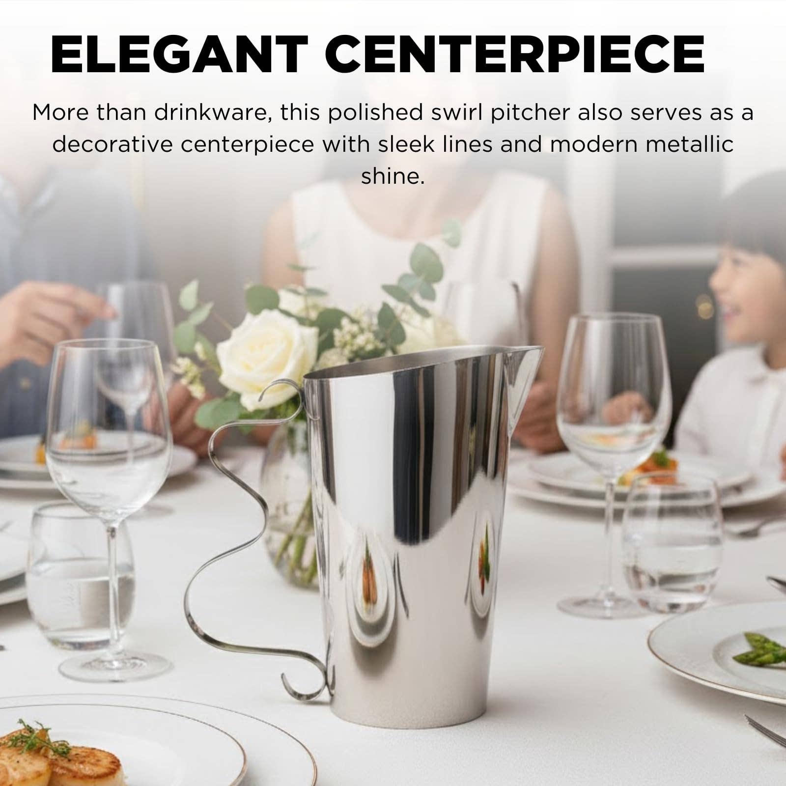 Stainless Steel Swirl Pitcher – Polished Mirror Finish