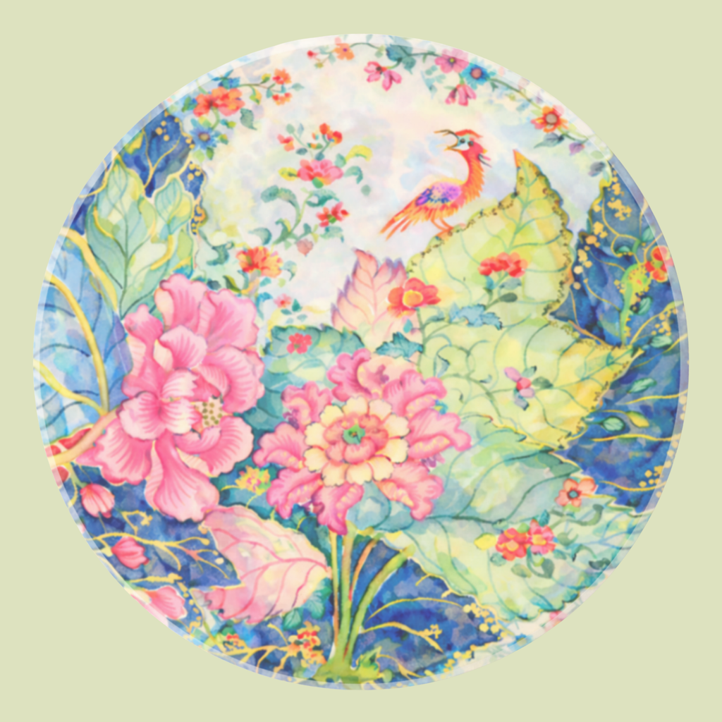 Tobacco Leaf China Inspired Sandstone Coasters | Set of 2