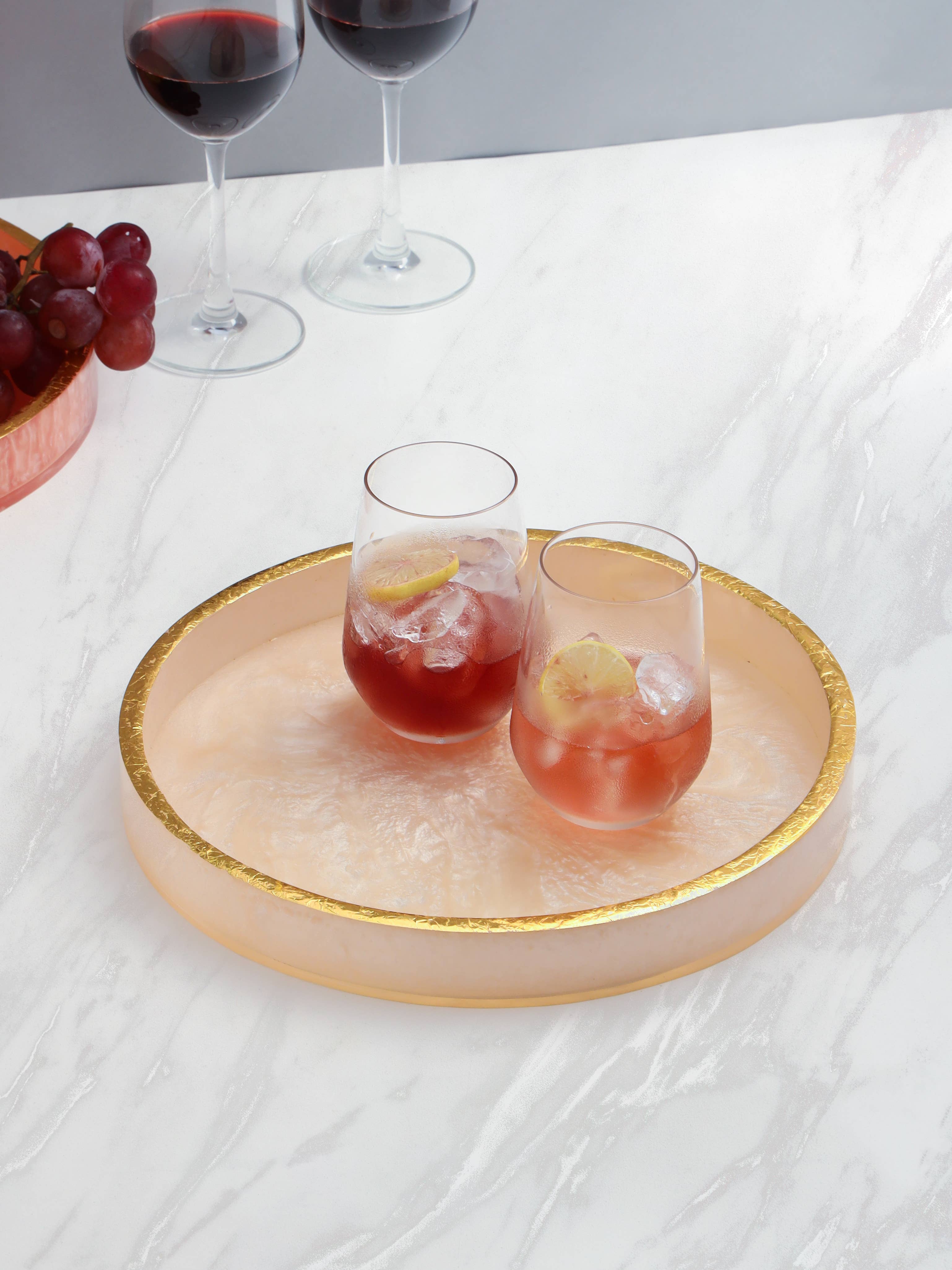 Ivory Resin Round Serving  Tray