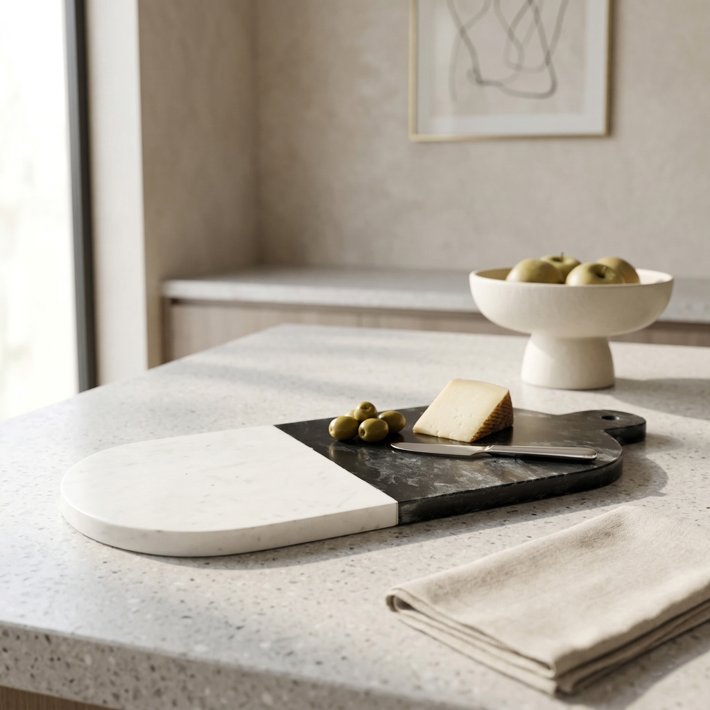 Oval Marble Black&White Cheese Board