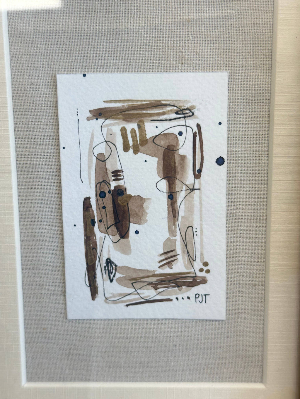 Original Abstract Watercolor, Bamboo Frame 5x7