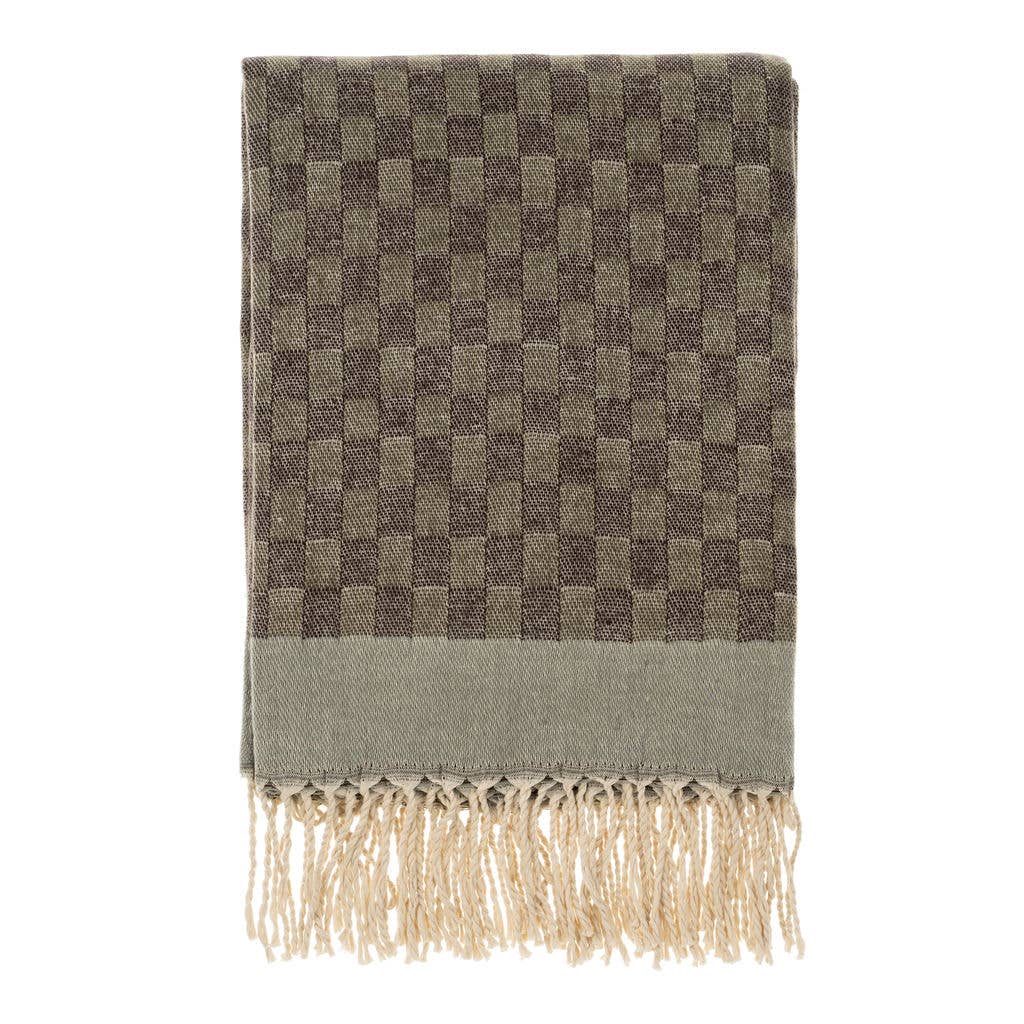 Checkered Jacquard Throw, Dusk