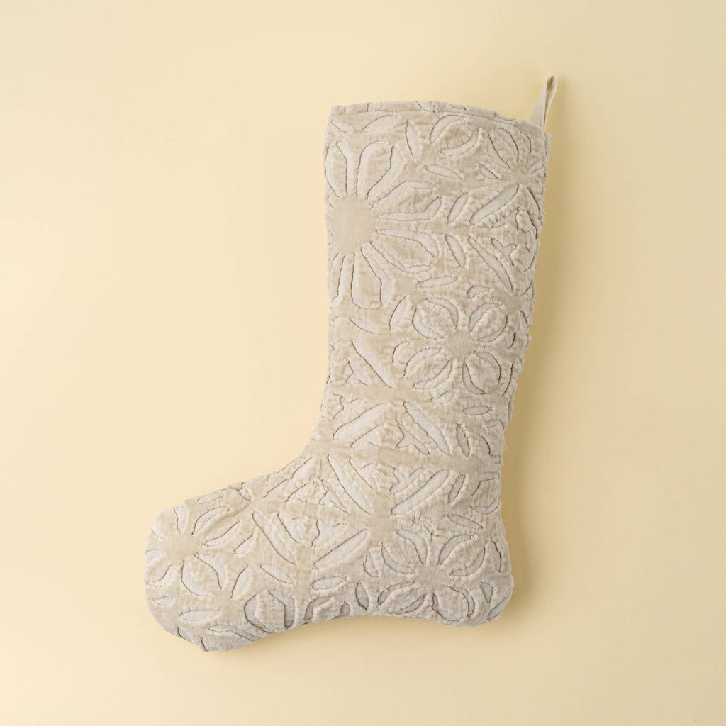 Velvet Cutwork Stocking, Ivory