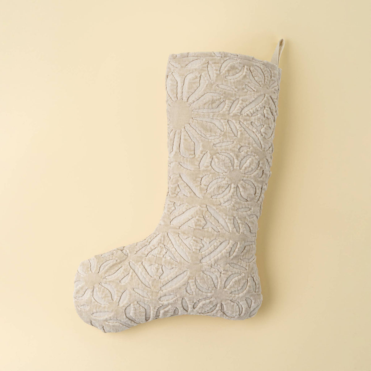 Velvet Cutwork Stocking, Ivory
