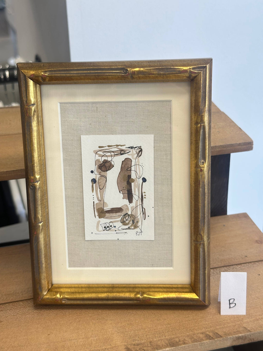 Original Abstract Watercolor, Bamboo Frame 5x7