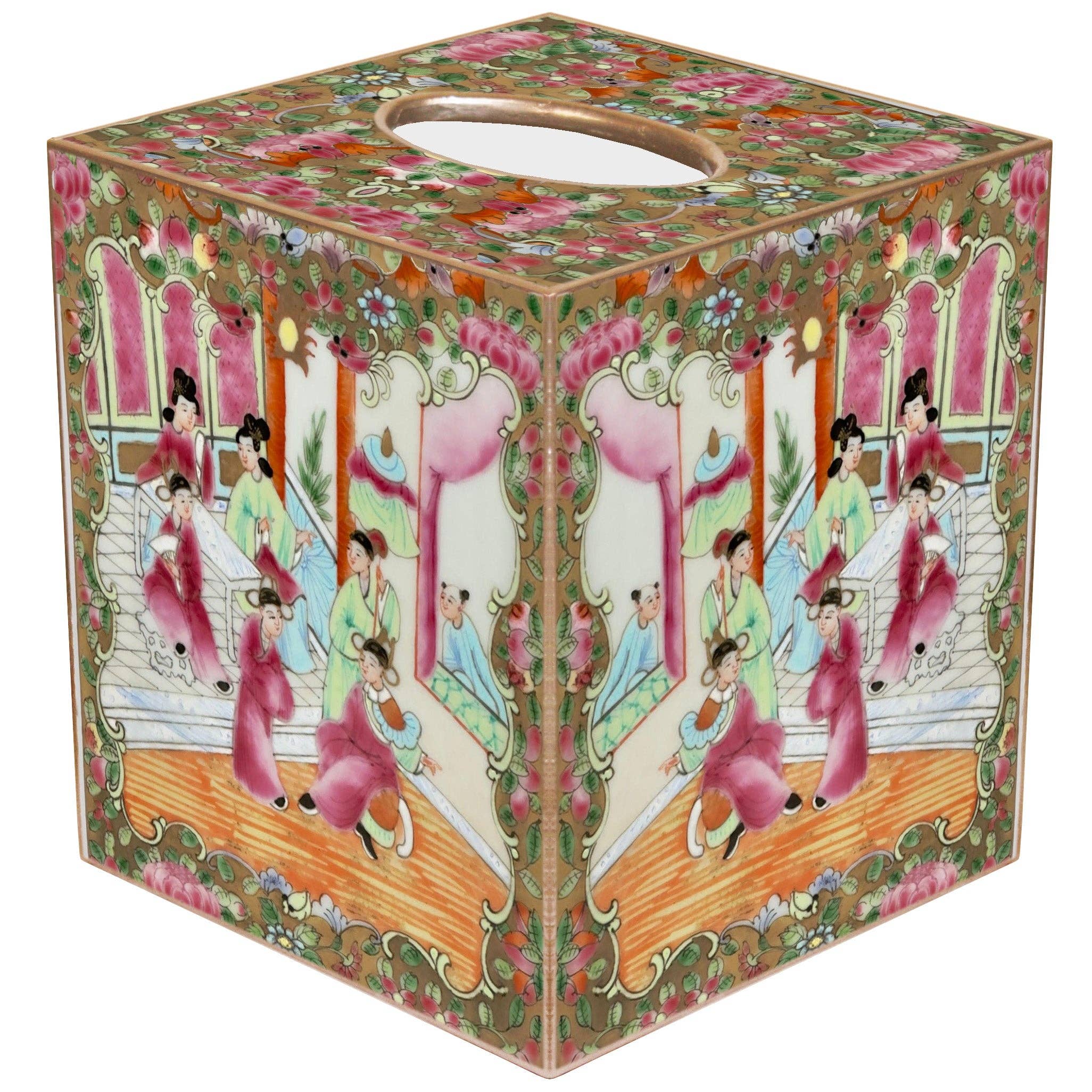 TB6825-Rose Medallion on People Tissue Box Cover