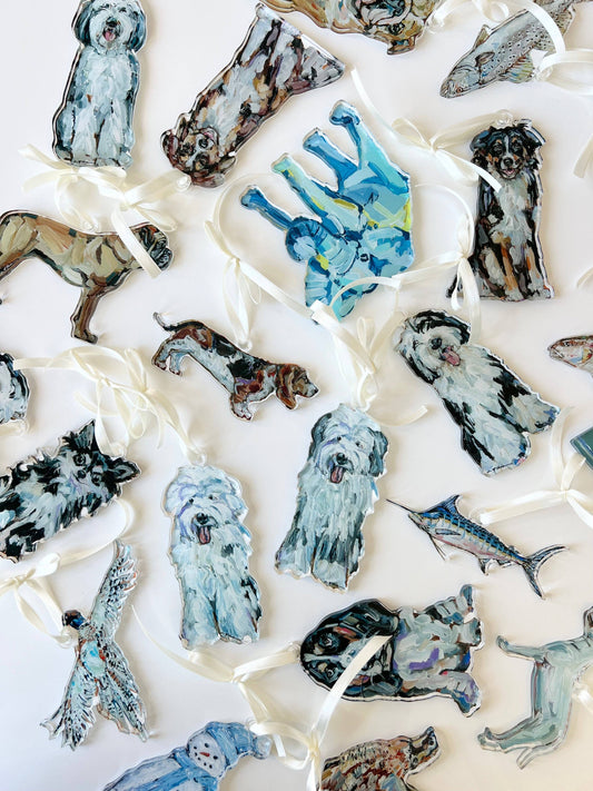 "Bulldog Fawn & White" ornament