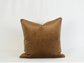 Sidra Brown Pillow - Solid Brown Velvet Pillow with Piping