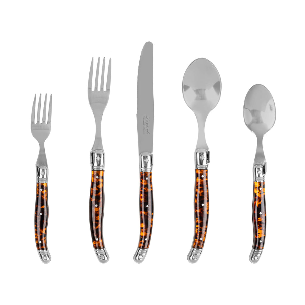 Laguiole Connoisseur 20pc 18/10 SS Tortoise Flatware Set