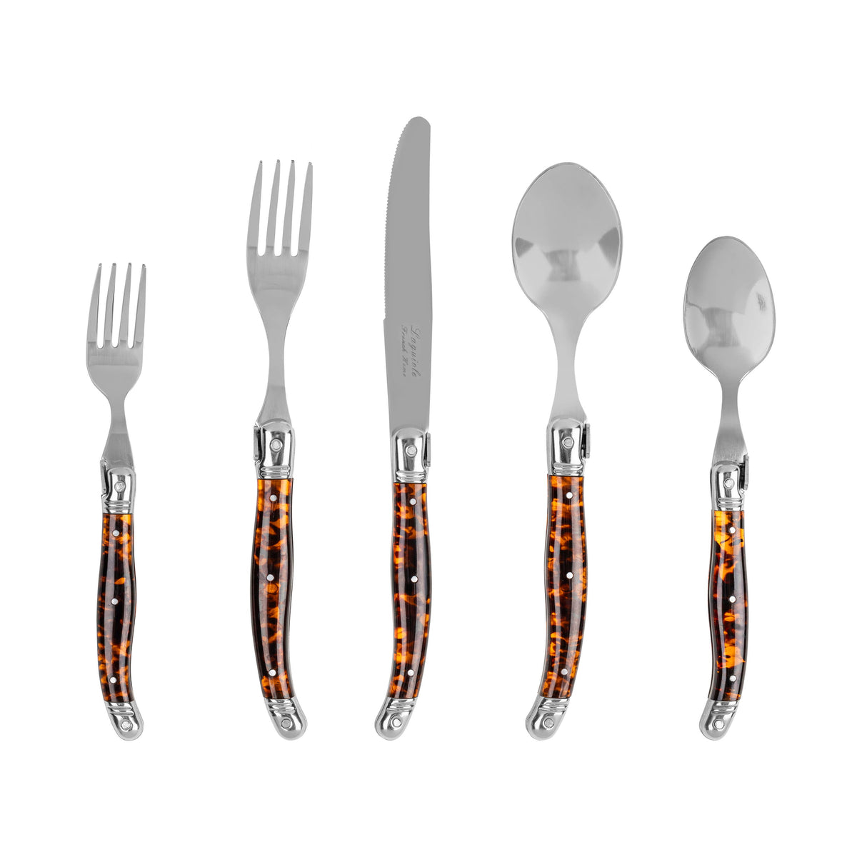 Laguiole Connoisseur 20pc 18/10 SS Tortoise Flatware Set