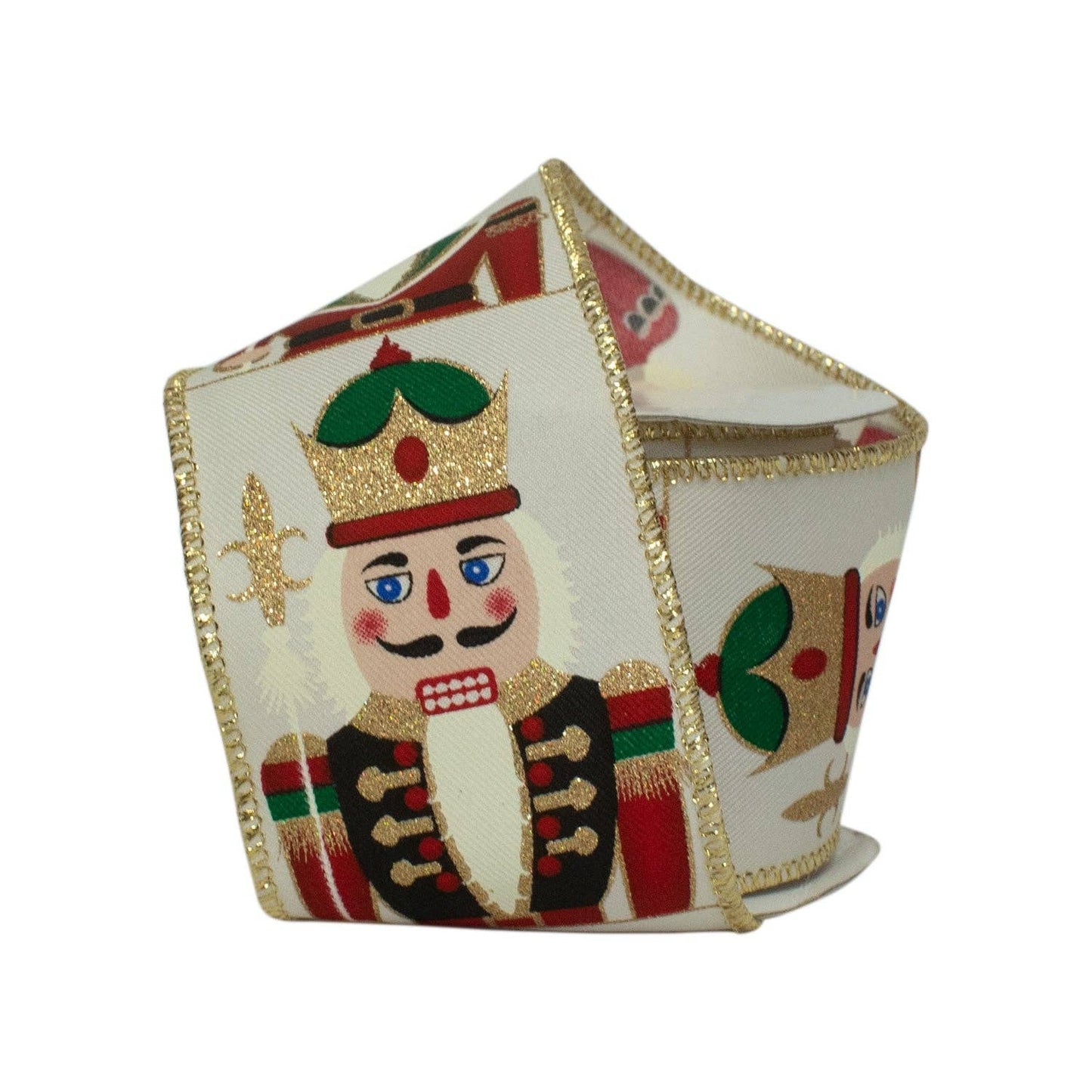 2 1/2" Wired Ribbon | "Nutcracker" Ivory/Multi | 10 Yard Roll