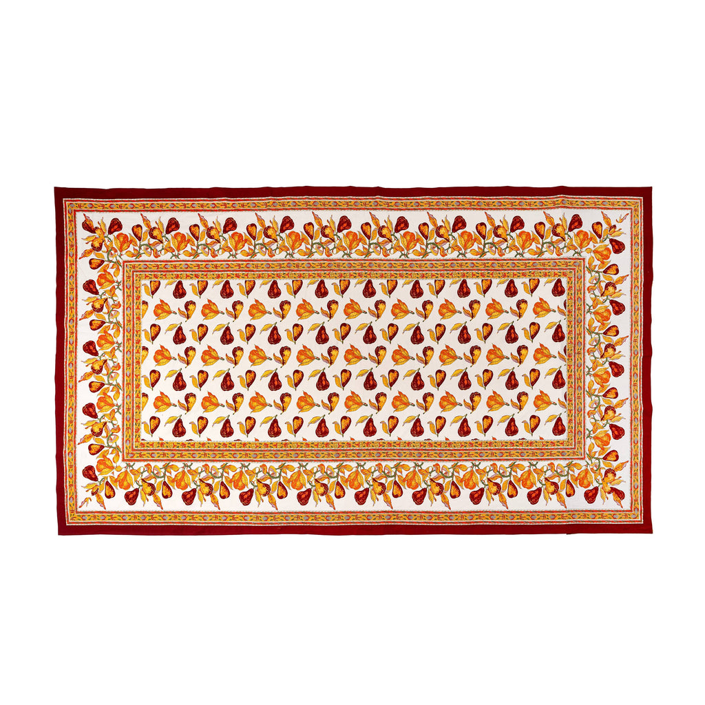 French Tablecloth Orchard Pear Burgundy