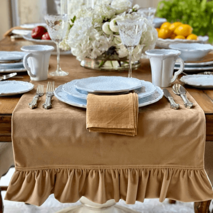 Velvet Harvest Gold Runner, With Ruffle 108"