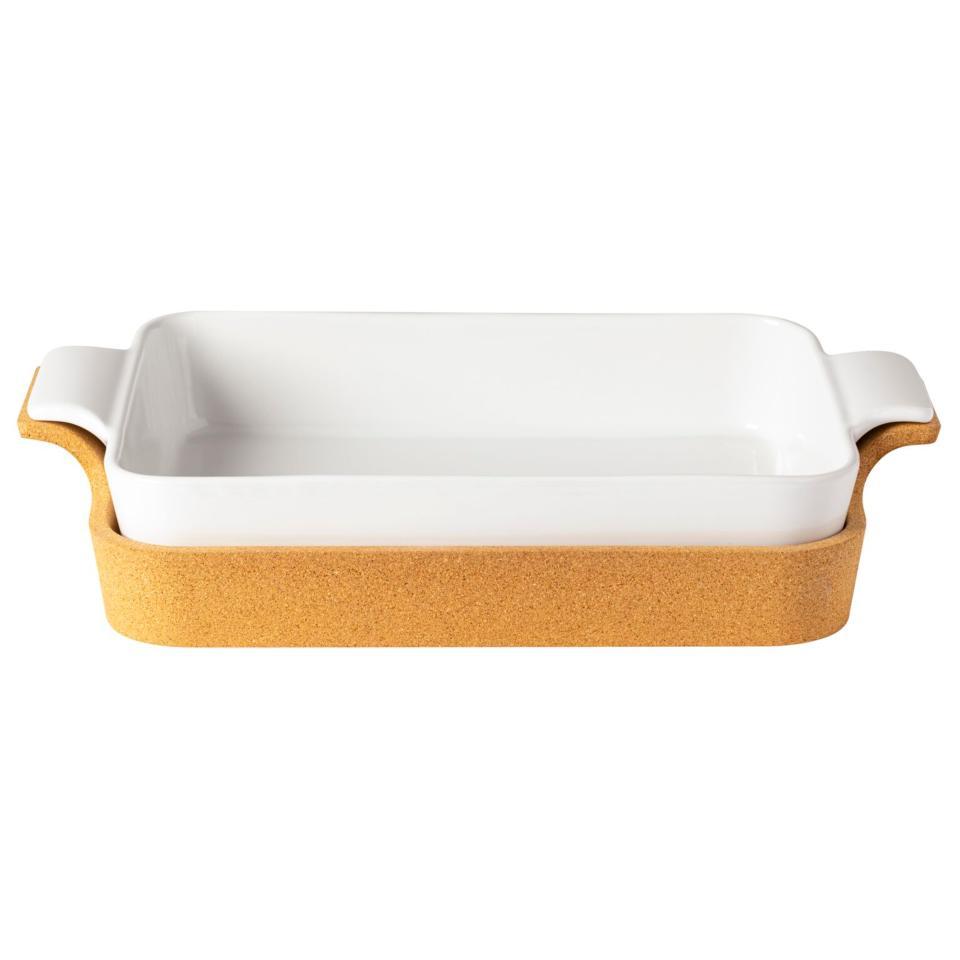 Gift Rect. Baker w/ Cork Tray 16", White