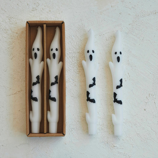 Ghost Shaped Taper Candles w/ Bats