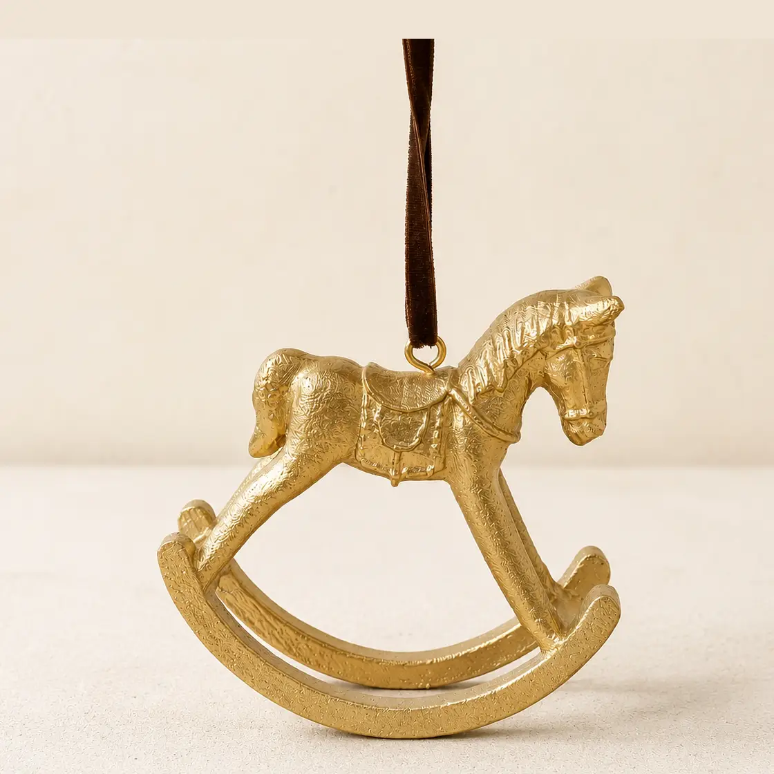 Gold Rocking Horse Hanging Ornament