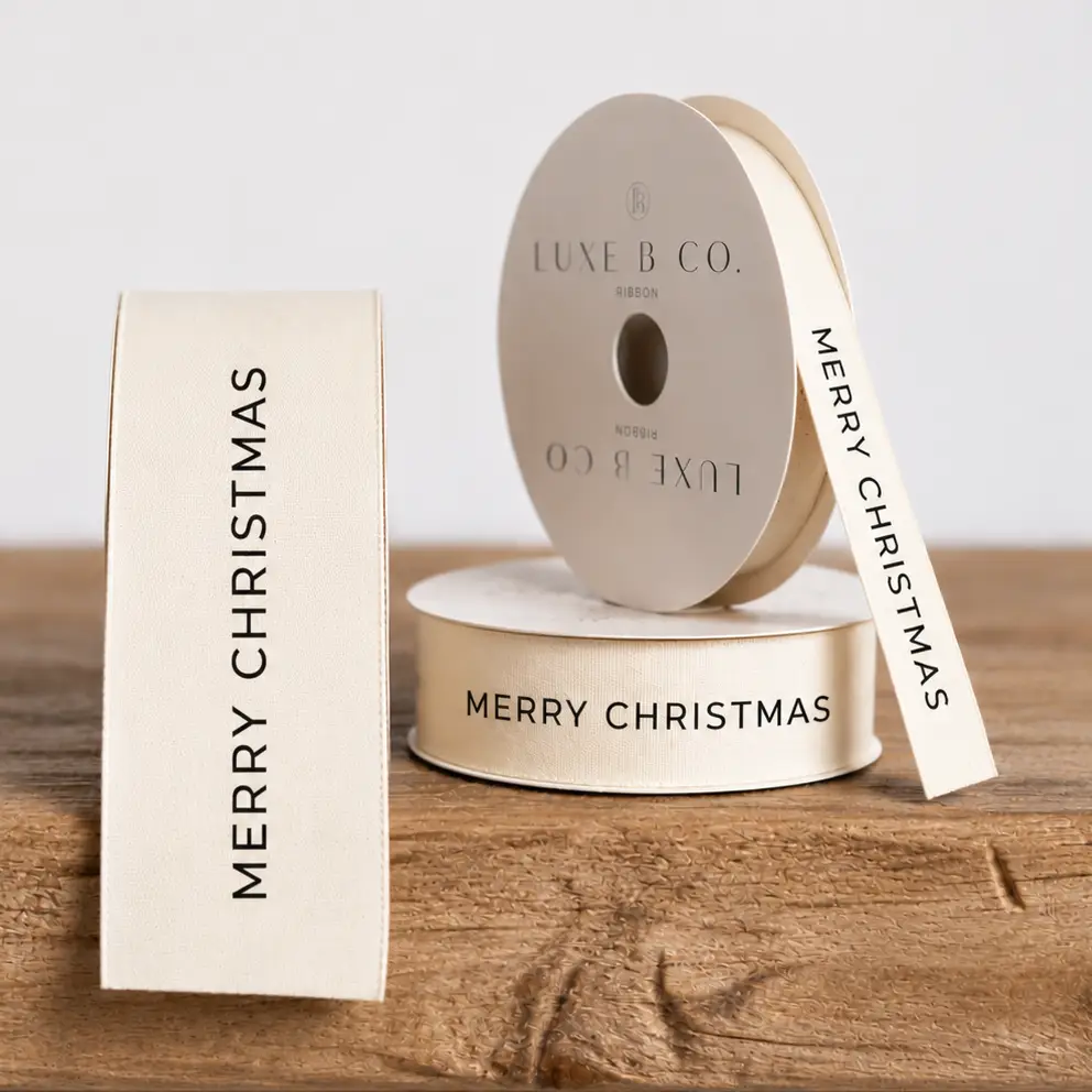 Merry Christmas Holiday Woven Ribbon