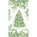 Christmas Tree Toile Sage/White Paper Linen Guest Towel -12 In