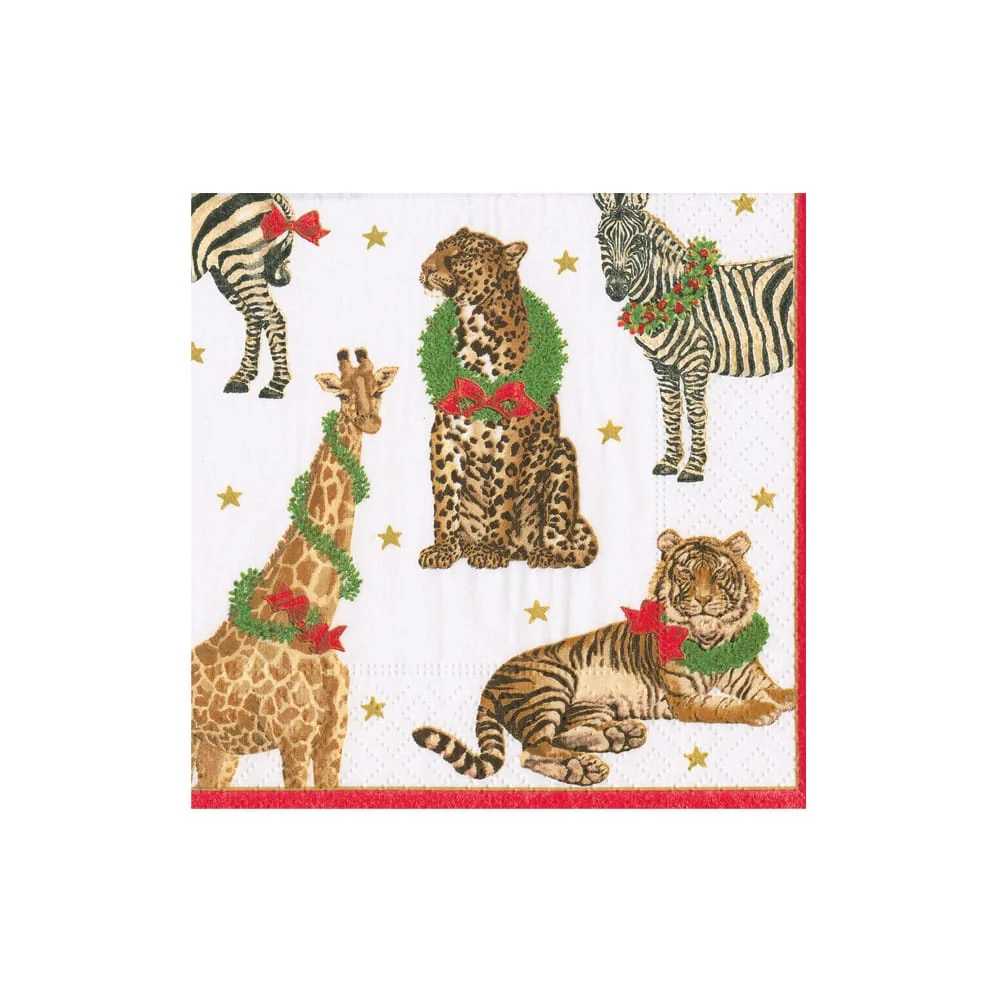 Wild Christmas Ivory Napkin Cocktail
