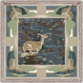 Slate Lily Pad Doe - Double-Sided Silk Scarf 35x35