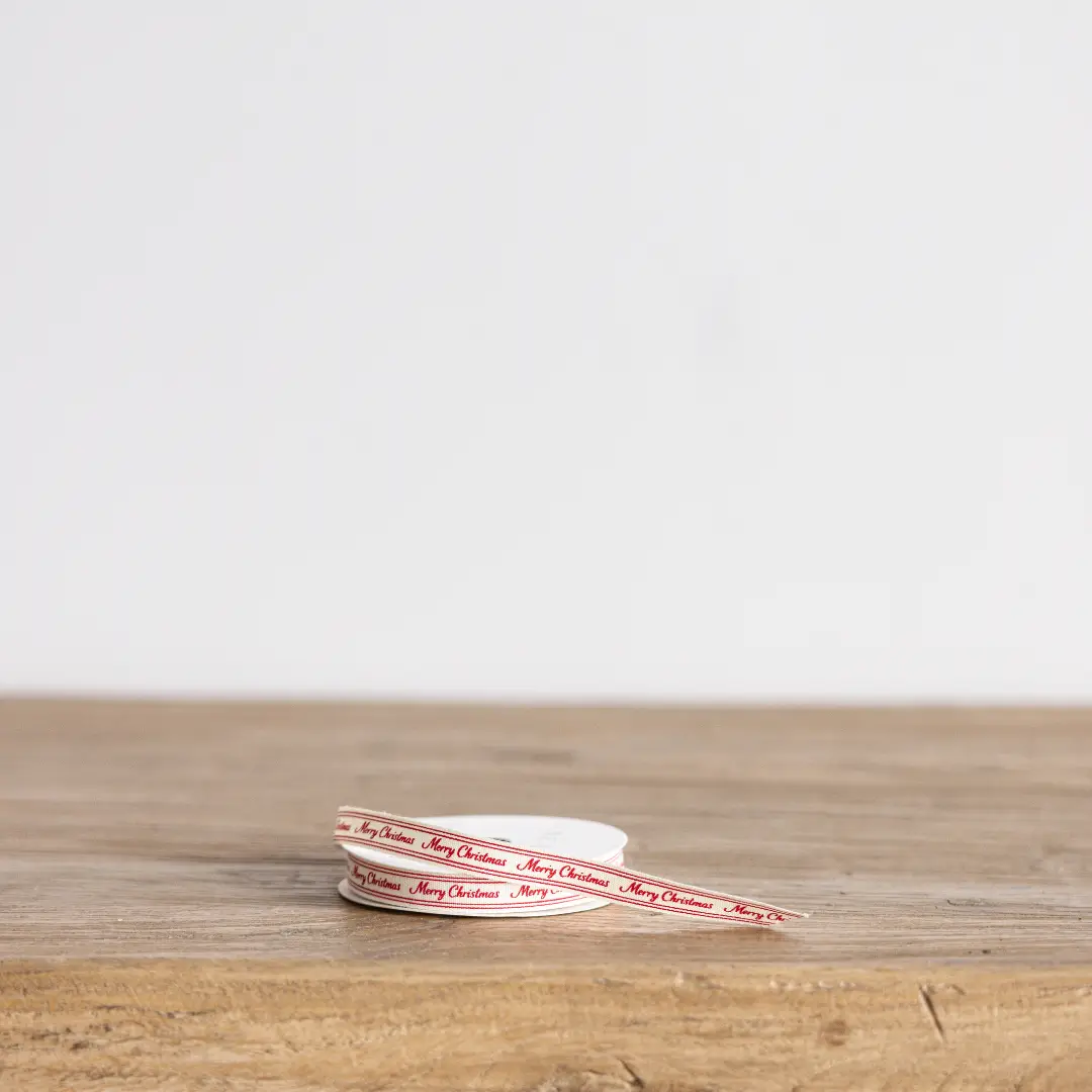 Red Cursive Writing Merry Christmas Ribbon