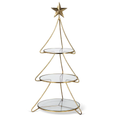 Metal Tree Shape Stand with Glass Shelves, 24"H