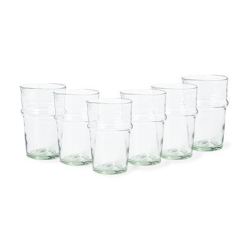Set 6 Recycled tall glass tumblers, Green