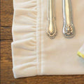 Velvet Rectangle Placemat with Ruffle, Cream